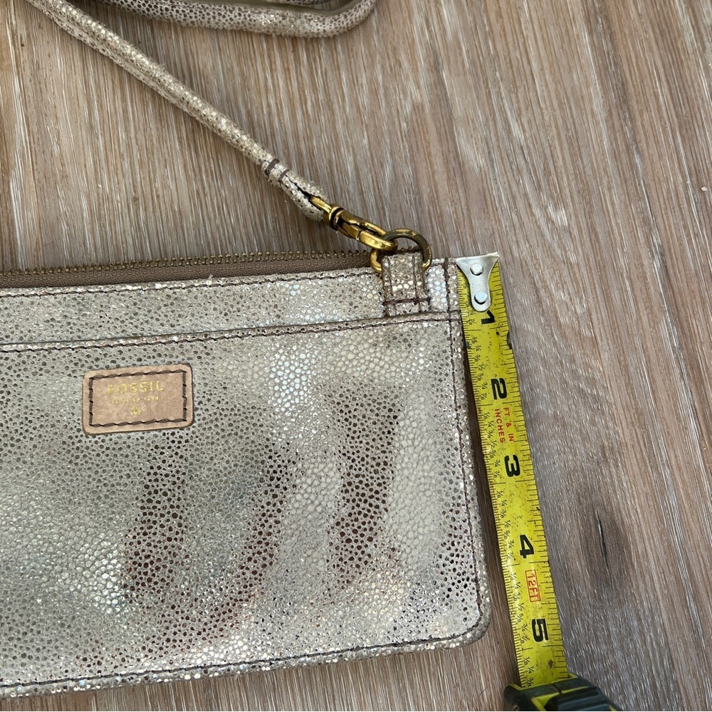Fossil Metallic Leather Crossbody Wallet Clutch bag purse - Picture 6 of 14